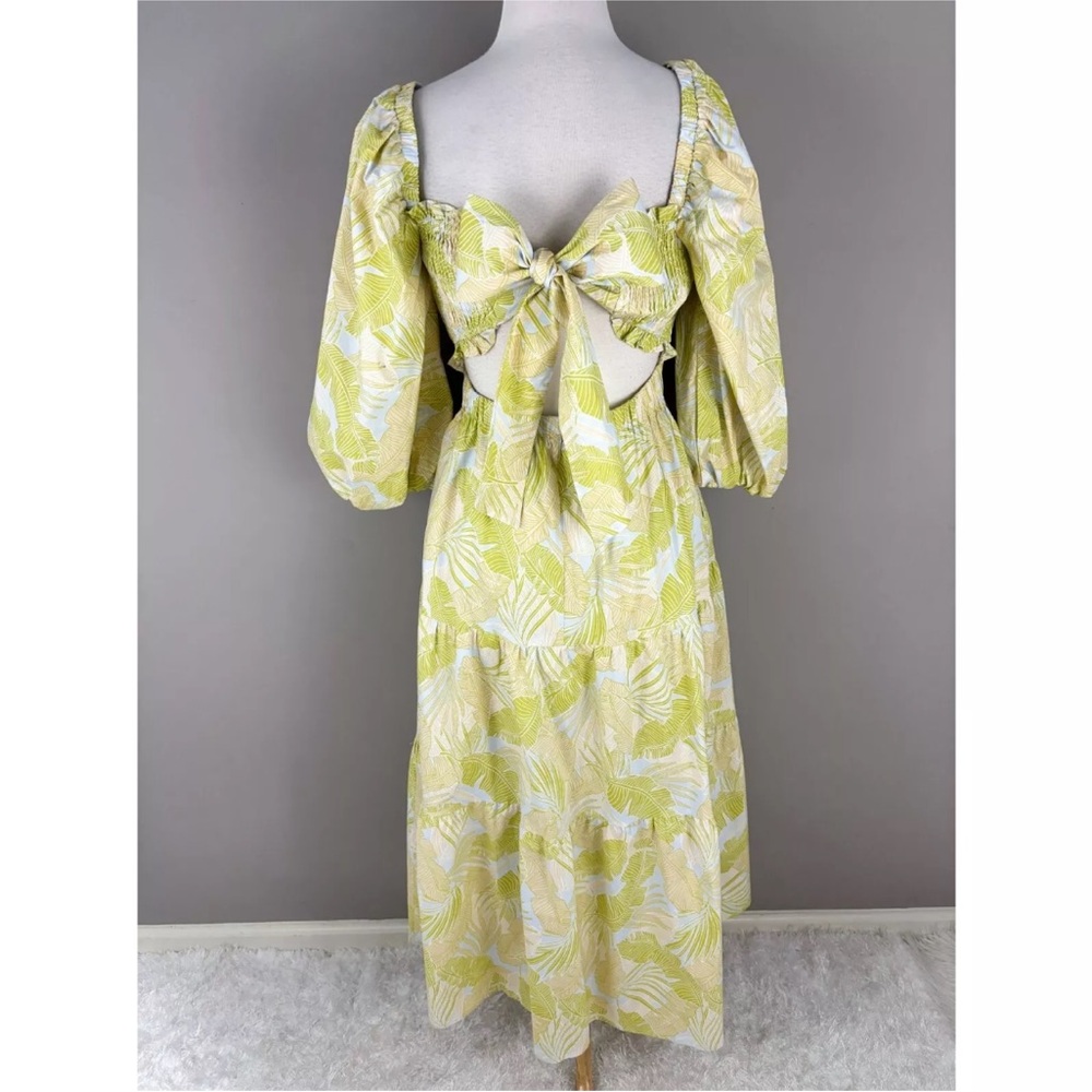 Karlie The impeccable Pig Tropical Leaf Poplin Smock Maxi Dress Large - Picture 9 of 10